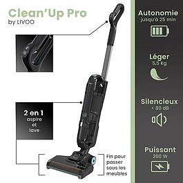 Aspirateur balai laveur sans fil - CLEAN'UP PRO