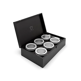 Coffret à thé noir avec 6 boîtes à thé et cuillère - BREDEMEIJER