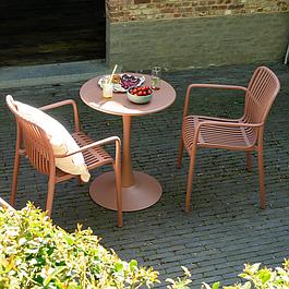 Ensemble jardin 2 personnes - résine et acier - terracotta