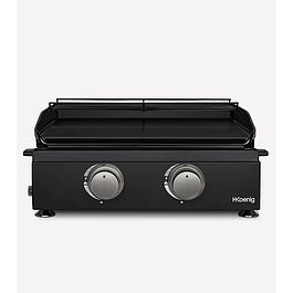 Plancha à gaz 2 brûleurs - noire fonte émaillée