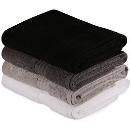 Ensemble de 4 serviettes de bain - 70 x 140 cm - Blanc, Gris, Gris foncé, Noir