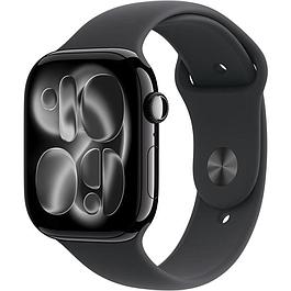 Apple Watch Series 11 GPS - 46mm - Boîtier Jet Black Aluminium  - Bracelet Black Sport Band - M/L