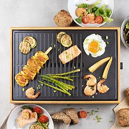 Plancha grill - bambou - 42 x 28 cm - 1800 W