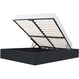 Lit adulte 160x200 cm avec coffre de rangement - Simili Noir
