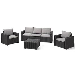 Salon de jardin 5 places - modulable - gris - ALLIBERT