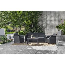 SALON DE JARDIN ALLIBERT - 5 PLACES & TABLE BASSE - GRIS GRAPHITE