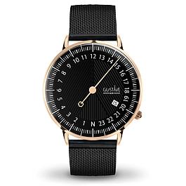 Montre 24 heures mixte or rose et noir GUSTAVE & CIE