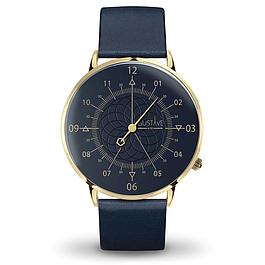 Montre 12 heures GUSTAVE & CIE or et bleu bracelet bleu