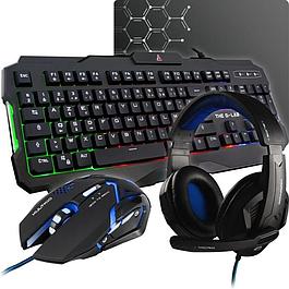 COMBO GAMER - THE G-LAB - CLAVIER FR RÉTROÉCLAIRÉ PERFORMANCE + SOURIS + REVÊTEMENT SOFT-TOUCH + CASQUE KORP 100  + TAPIS ANTIDÉRAPANT